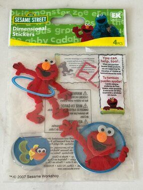 Sesame Street Elmo Dimensional Stickers EK Success 2007 4 Pieces Sealed Crafts